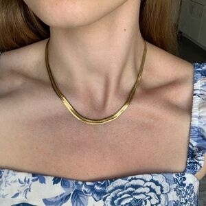 Gold stainless steel chain necklace snake herringbone